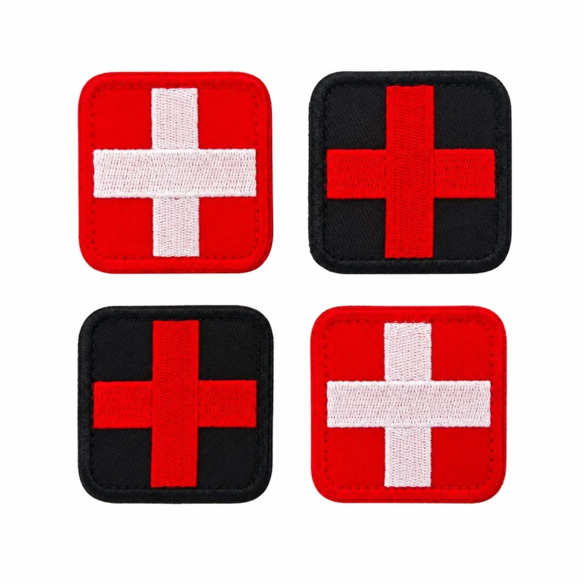 Medical Cross Patches 4 Pack, Velcro Embroidery Patches, Suitable for Backpacks, Hats, Tank Tops, 2 + 2