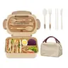 Adult Bento Lunch Box with Handle, 3-Compartment Food Container with Utensils, Condiment Pouch and Pancake Liner, Microwave- and Dishwasher-Safe Lunchbox, Portable Bento Box, for Camping, Picnics and Christmas Gift, Storage Lunch Boxes