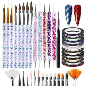 38Pcs Nail Striping Tape Lines Kit With Nail Art Pens Dotting Tools And Liner Brushes For Gel Polish Small Detail Drawing Design Paintfidget toys