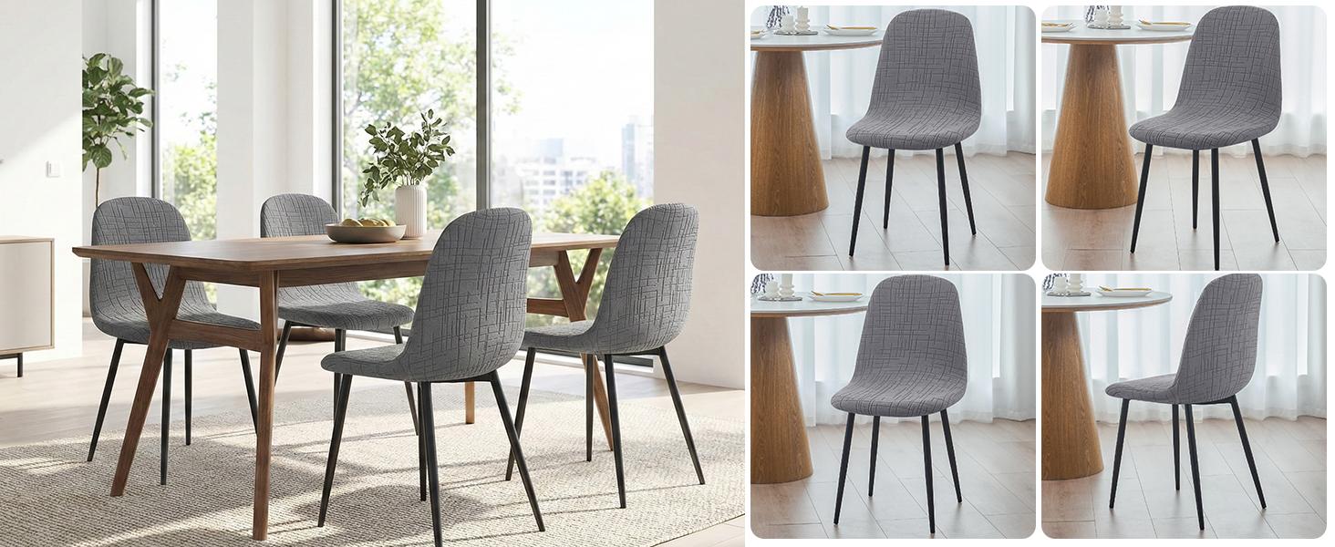 Mid Century Dining Chair Covers Stretch Shell Chair Covers Armless Chairs Cover Soft Dining Room Chair Slipcover for Living Room Side Chairs (Set of 2, Coffee)