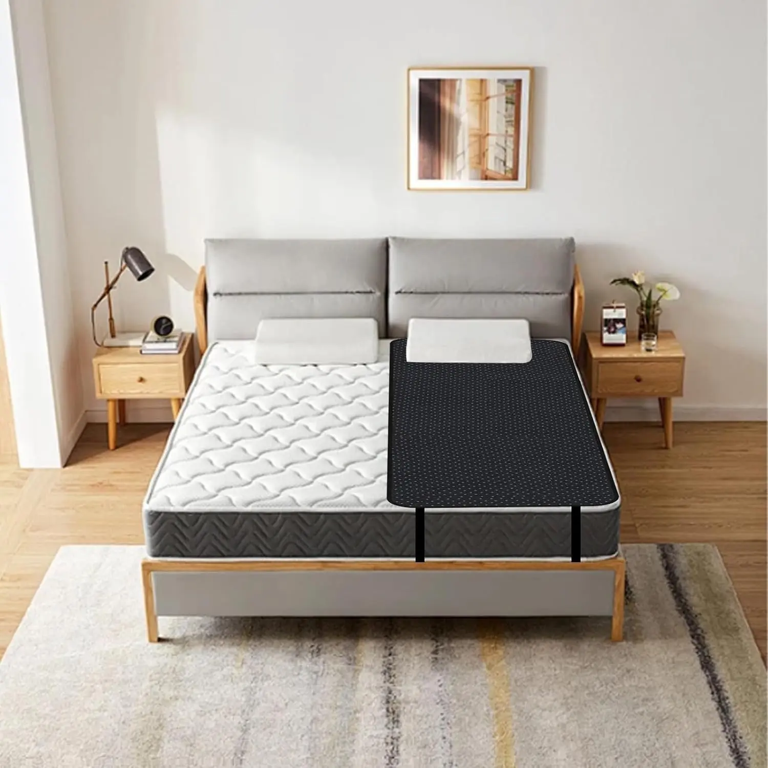 Grounding Mat for Bed Sleep Therapy, 27x78 Inch Breathable Grounded Pad with 15 Ft Grounding Wire for Better Sleep