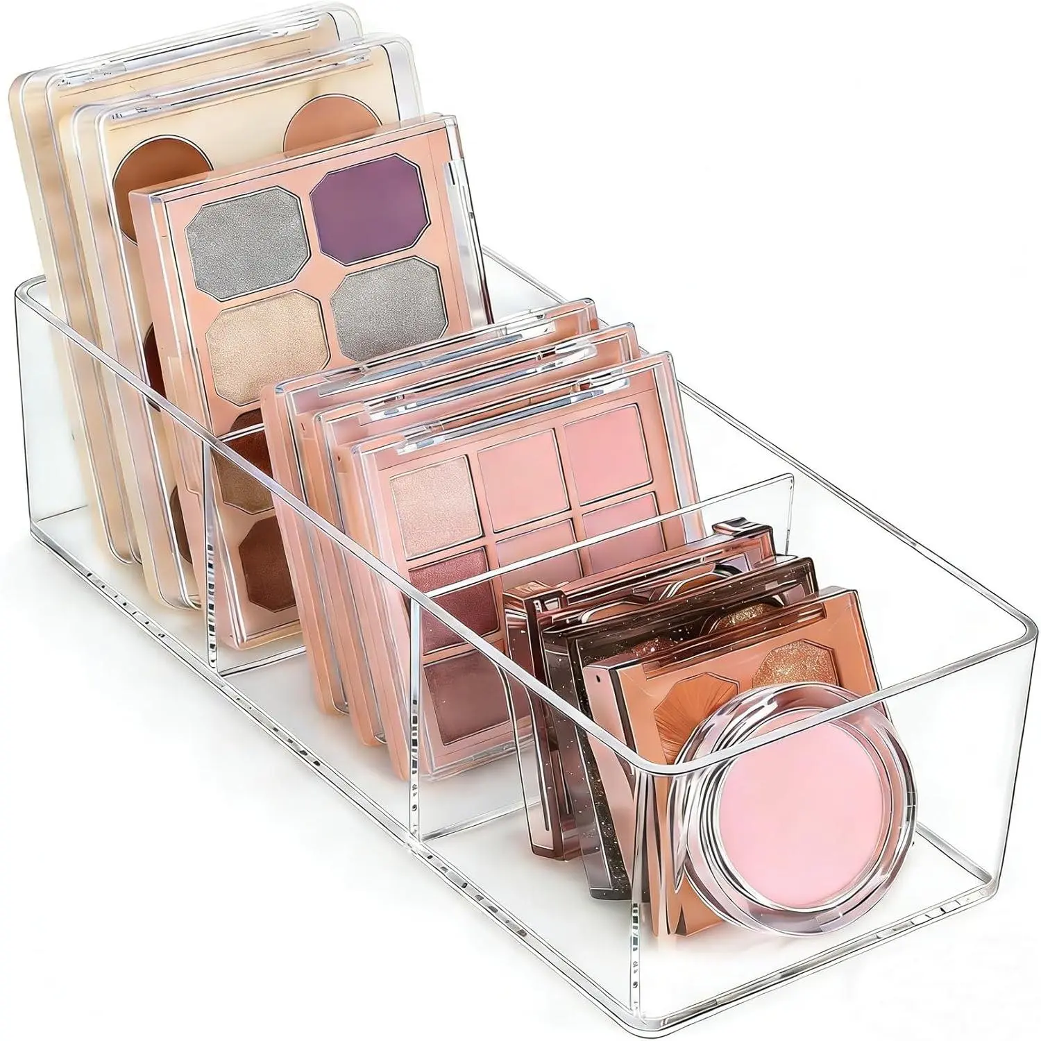 Clear Plastic  Makeup Organizer | Bathroom Organizer for Countertop - Stackable  Organizer for , Desk, Kitchen and Makeup Storage (3-Compartment)