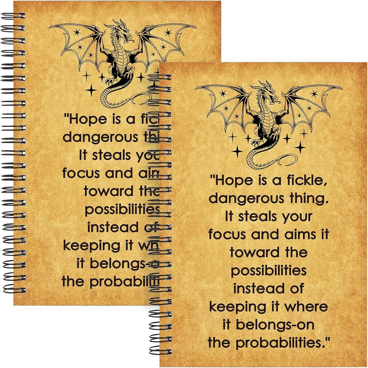 4th Wing  Dragon  2 count Dragon Spiral Notebook for Women Men Notebook for Dragon Lover Dragon    Brown Journal (2spiral Dragon Hope)