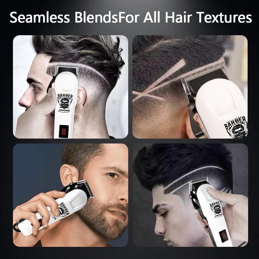 Largner Hair Clipper & Razor Set with Ceramic Blade, 1,200 mAh Wireless Rechargeable Beard Trimmer Kit, Includes 8 Guide Combs for Men, Barber Equipment, Ideal Gift