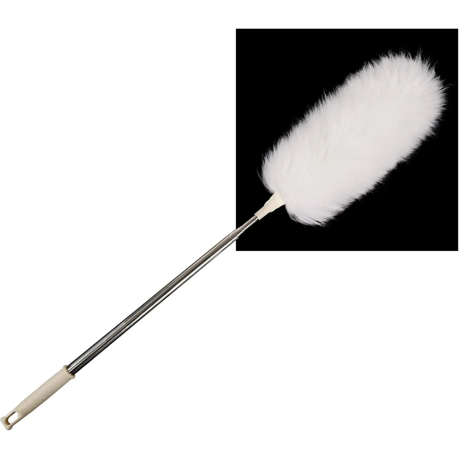 Duster, Lambswool Duster for Cleaning,with Solid Wooden Handle,Leather Hang Strap,Anti-Static 14.9 inch Washable  Small Hand Duster() for Office,  and