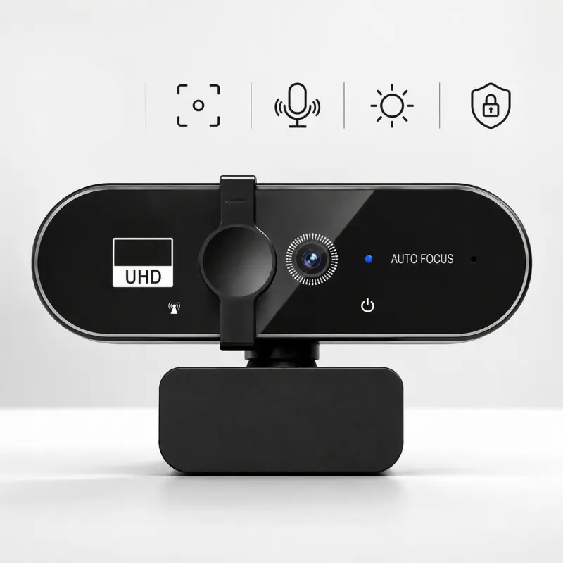 4K/1080P USB Webcam with Privacy Cover, Auto Focus & Auto Light Correction, 360 Rotating Web Camera for PC, Laptop, Zoom & Streaming