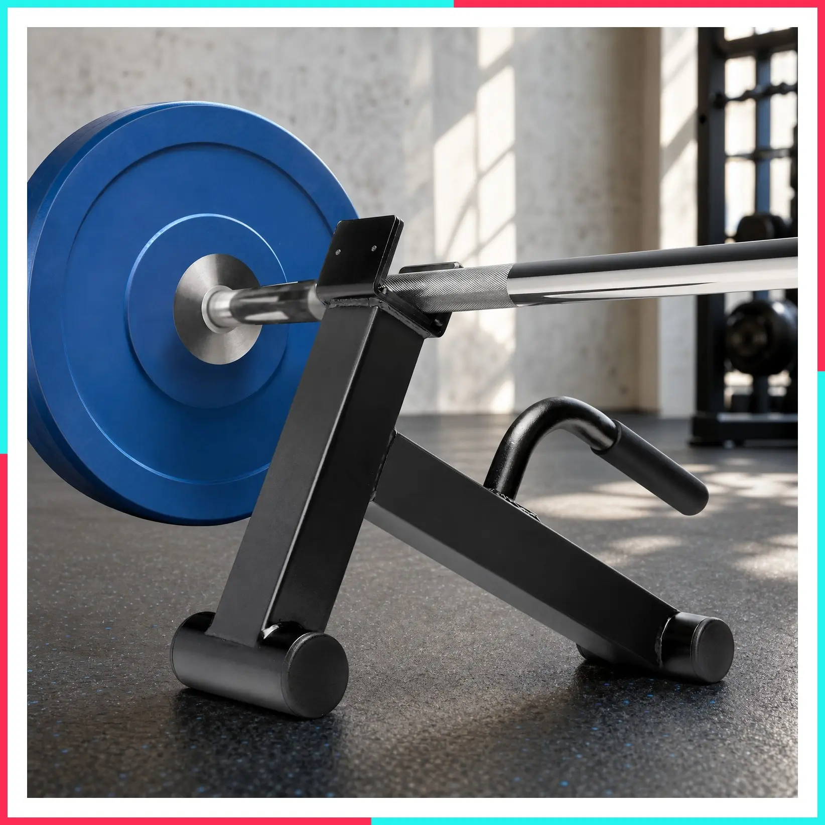 Deadlift Jack Barbell Stand, Carbon Steel Construction, Easily Load and Unload 600lb Barbell Plates for Deadlift Exercise, Weight Training, Home Gym (Black Powder Coated)