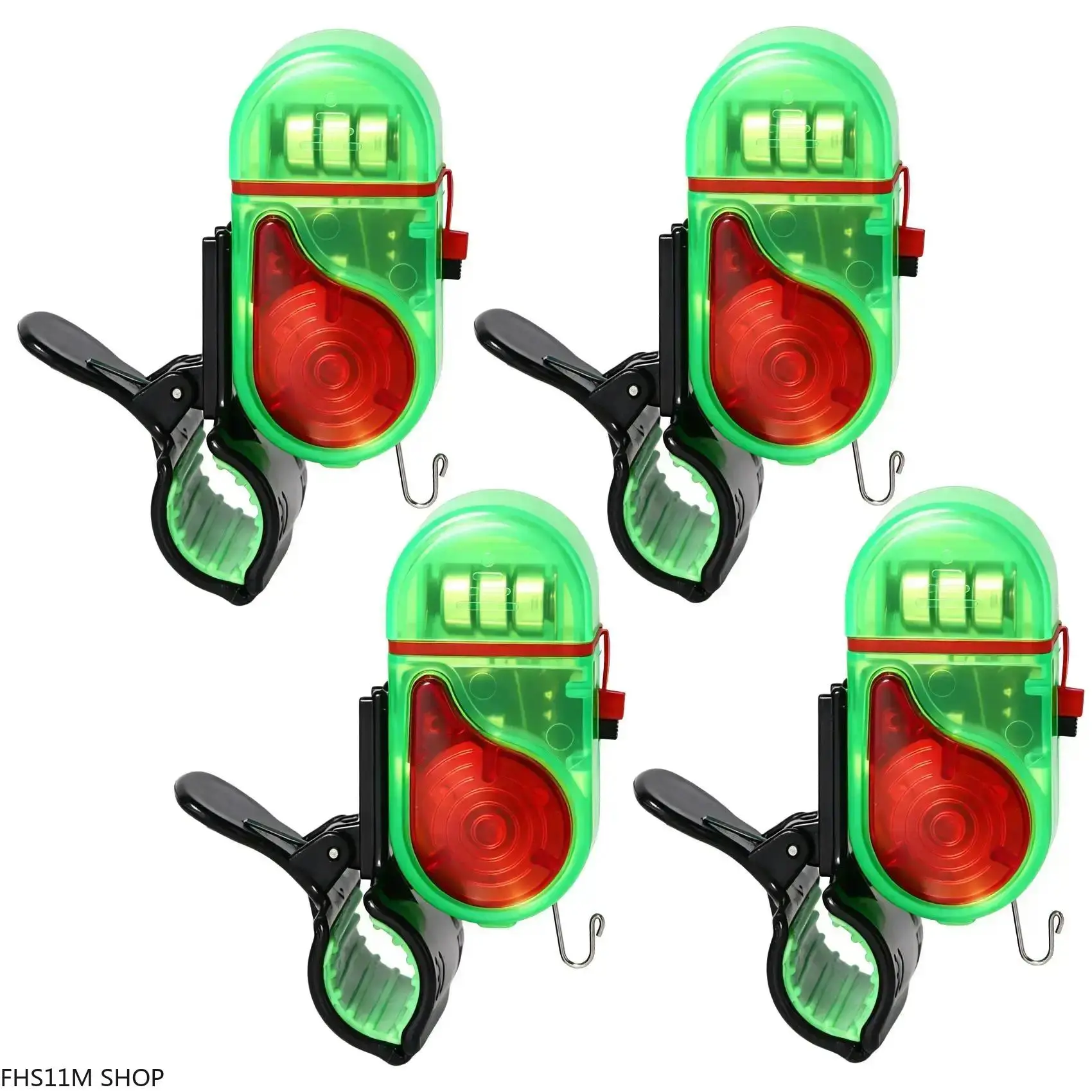 4PCS Premium Clip-On Smart Fishing Bite Alarm, Fishing Equipment with Sensitive Led + Sound Electronic Alert, Bite Detection for Night Angling Summer Unisex Tackle Accessory, Compact