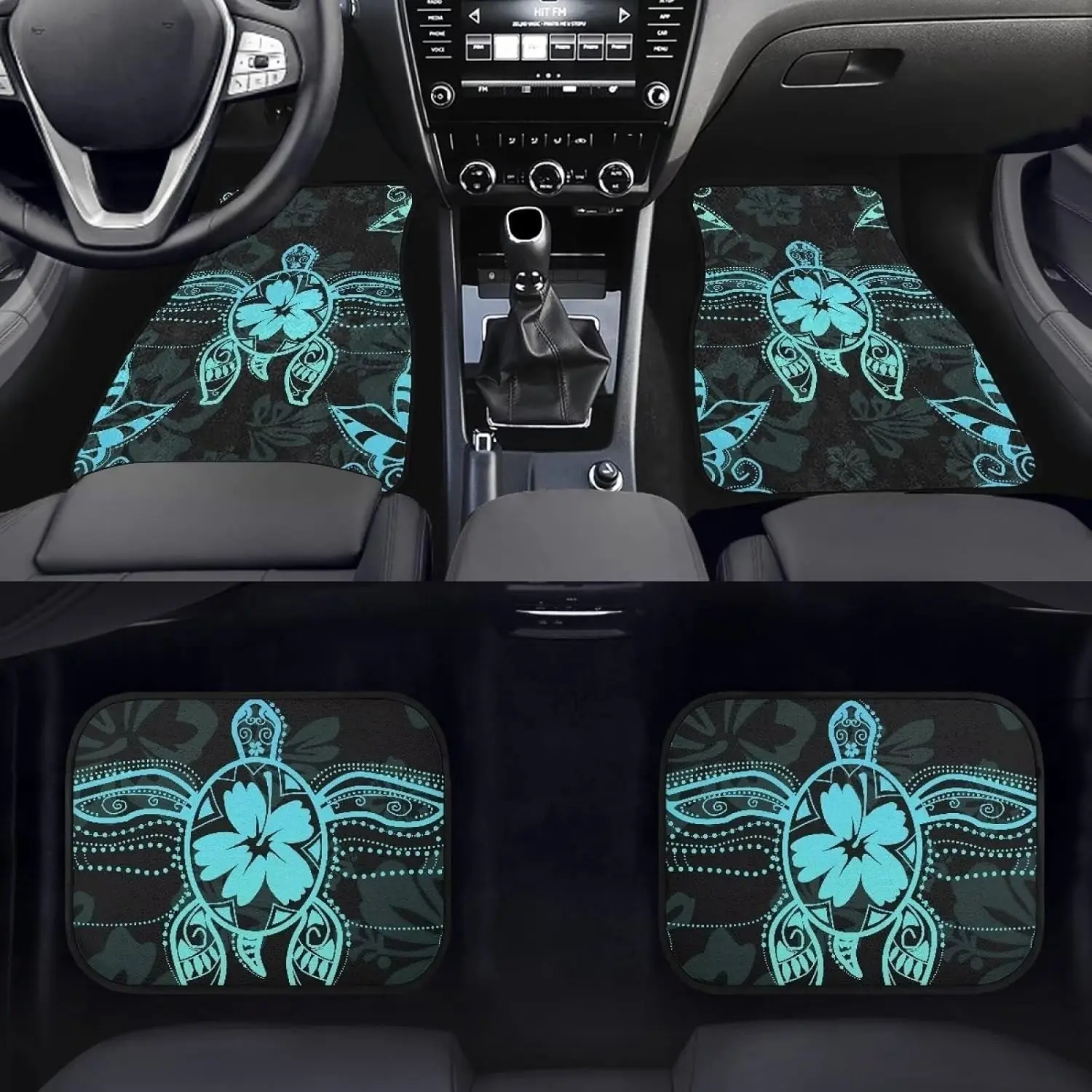 4-Piece Turtle Pattern Car Floor Mats, All-Season Universal Fit, Anti-Slip Easy Clean, Suv Interior Decor, Gift for Friends & Family