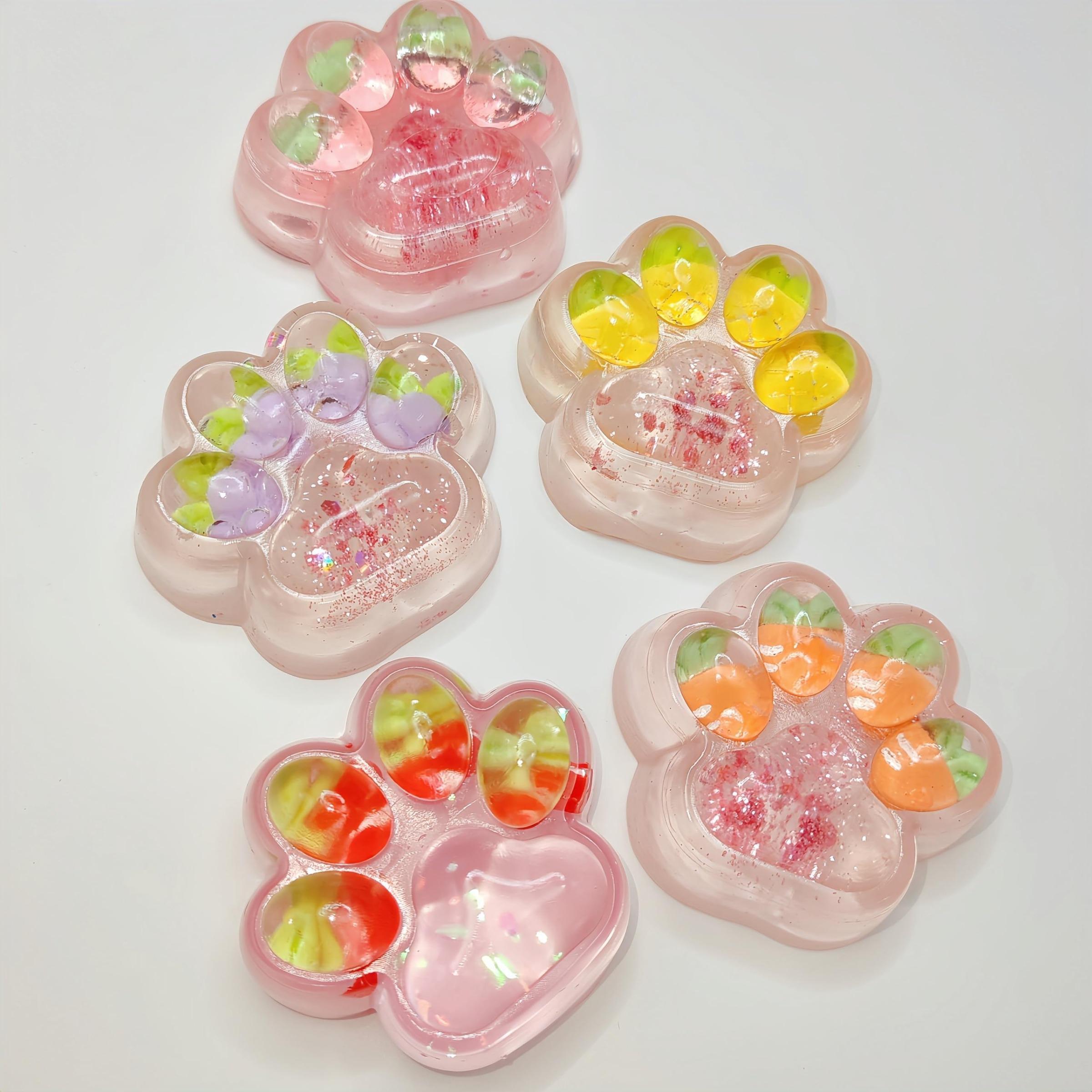 Cat Paw Design Squishy Toy, 1 Count Transparent Fruit-themed Cat Paw Squeeze Toy, Cute Sensory Toy for Adults & Teens