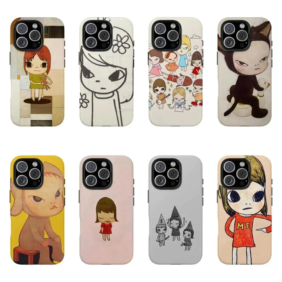 Yoshitomo Nara Japanese Art Phone Case For iPhone 17 Promax 16 15 14 13 12 11 Plus Pro Max 17Air and Samsung S26 S25 S24 S23 S22 S21 FE Plus Ultra - Anti Drop Full Perfect Aesthetic Printed Soft TPU Case