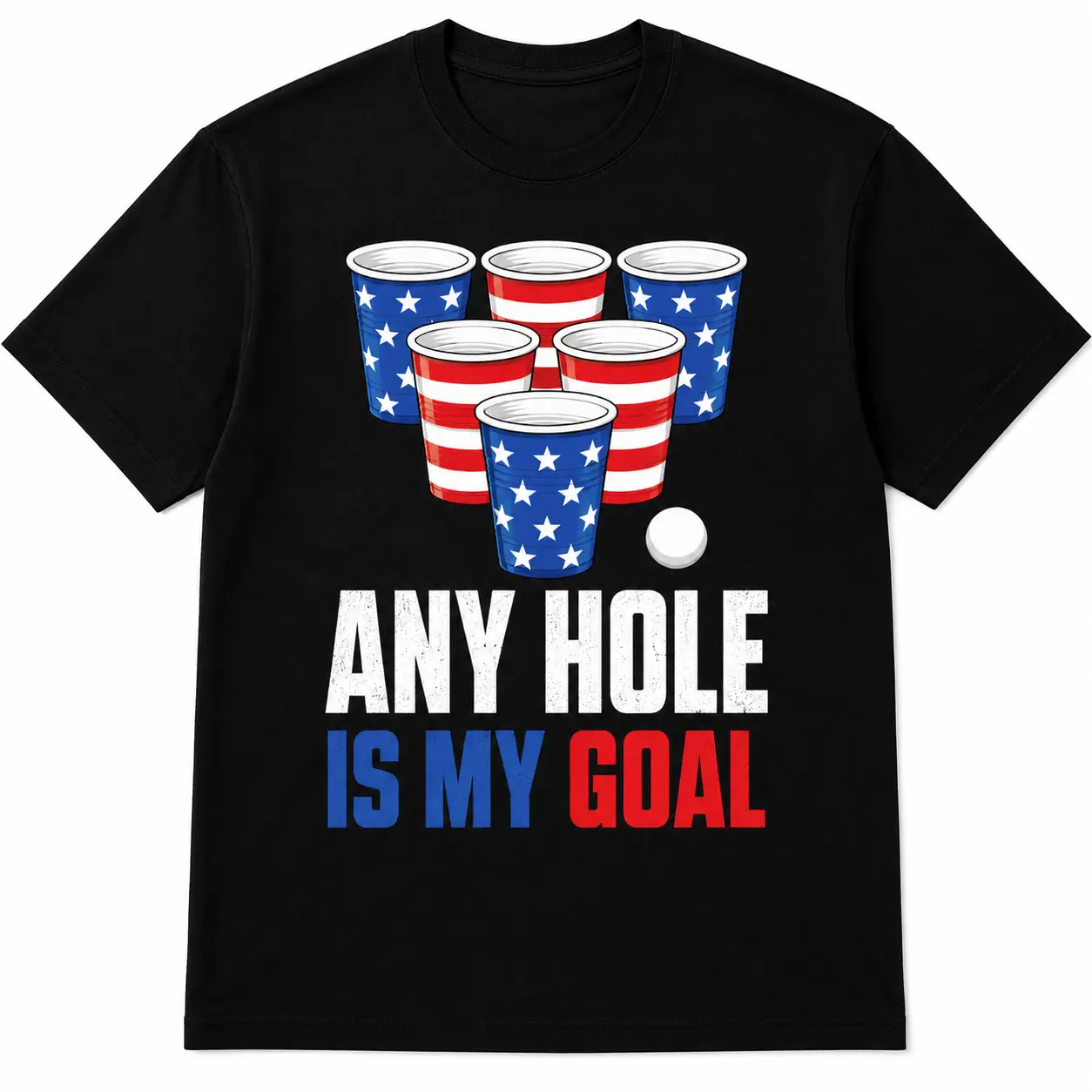 Unisex 100% Cotton Patriotic Print Beer Pong T-Shirt - Funny Adult Humor 4th of July Casual Tee, Frat Beer Lover 100 Cotton Clothing, All Season Wear, Cold Machine Wash, Ships from USA
