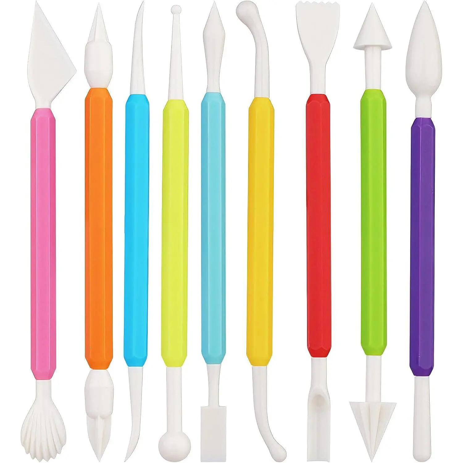 9- Fondant Sculpting Tool Set - Plastic Cake Decorating Pens for Flower Modeling & Baking