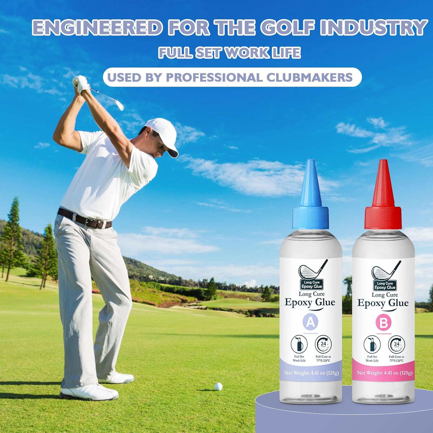 Golf Club Epoxy -  & Extra Strength - 8.4oz Golf Shaft Repair - Long Cure Golf Epoxy Glue for All Golf Shafts, Golf Heads, Drivers, Putters, and Irons,Ideal for Clubhouse & Home