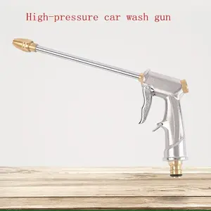 Electroplated Matte Full Metal Aluminum Copper-plated Household Nipple-type Extended Rod High-pressure  Wash Water Gun