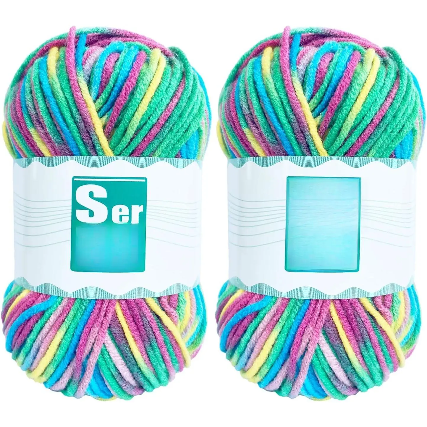 2 count (2 * 48g/2 * 142yards) Crochet/Knitting Rainbow Yarn,Multicolor Variegated   Yarn,Crochet Yarn for Beginners,Soft Yarn for Crocheting Blanket ( Green Yellow)…