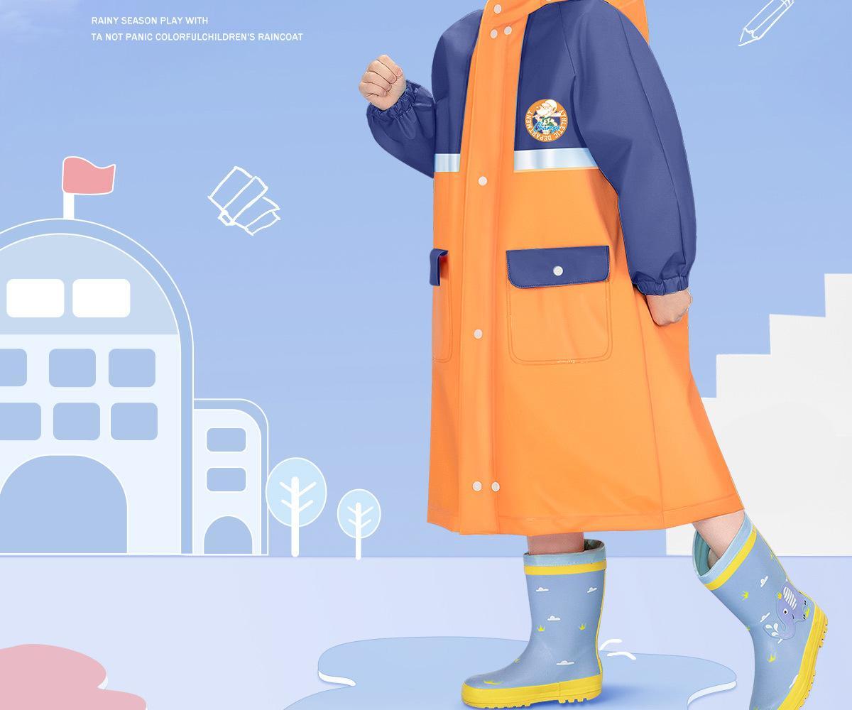 College style kindergarten with backpack, full body waterproof raincoat and raincoat