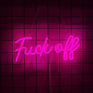 Neon Sign Fuck Off Pink Neon Lights, USB/Switch Operated Real Neon Wall Signs for Bedroom Wall Art Decorative Letter for Game Room Decor ,Bar Office Party Holiday Christmas,Aesthetic Room Decor,Living Room Decor
