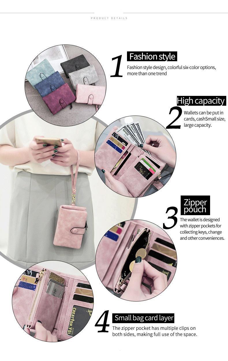 2026 Trendy Korean-Inspired Women's Slim Trifold Wallet - Multi-Slot Card Holder with RFID Protection & Coin Compartment