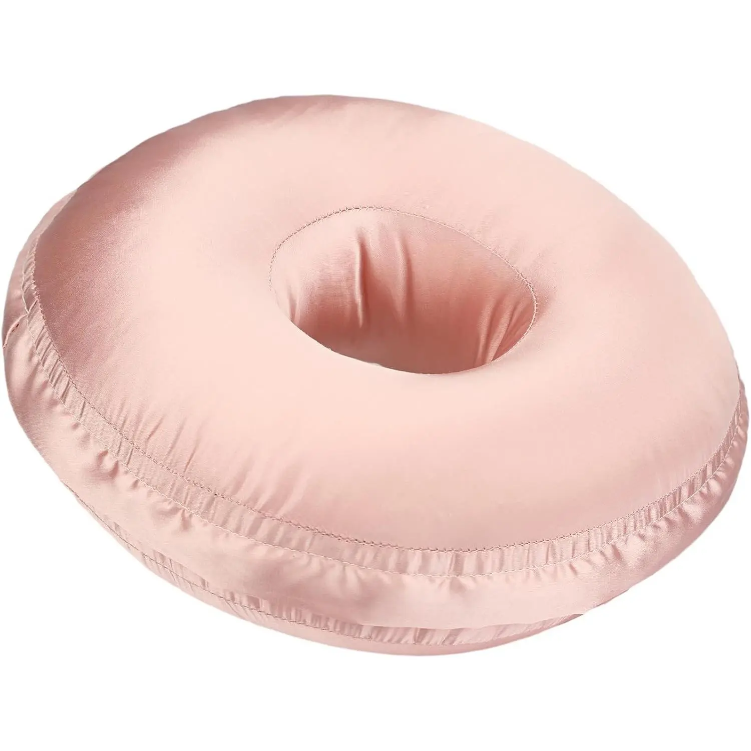 Washable Silky Satin Ear Piercing Pillow with Removable Pillowcase Smooth Cooling Donut Pillows Hole for Ear Pain Relief CNH Sleeping Pressure Sore Side Sleepers Ear Guard Protector, Coral