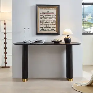 ARCH 59.1 Inch Entryway Console Table for Living Room, Narrow Sofa Table with Unique Stainless Steel Legs, Modern MDF Hallway Table, Space-Saving Entrance Table for Apartment, Black, Living Room Furniture for Apartment, Lounge, Family Room