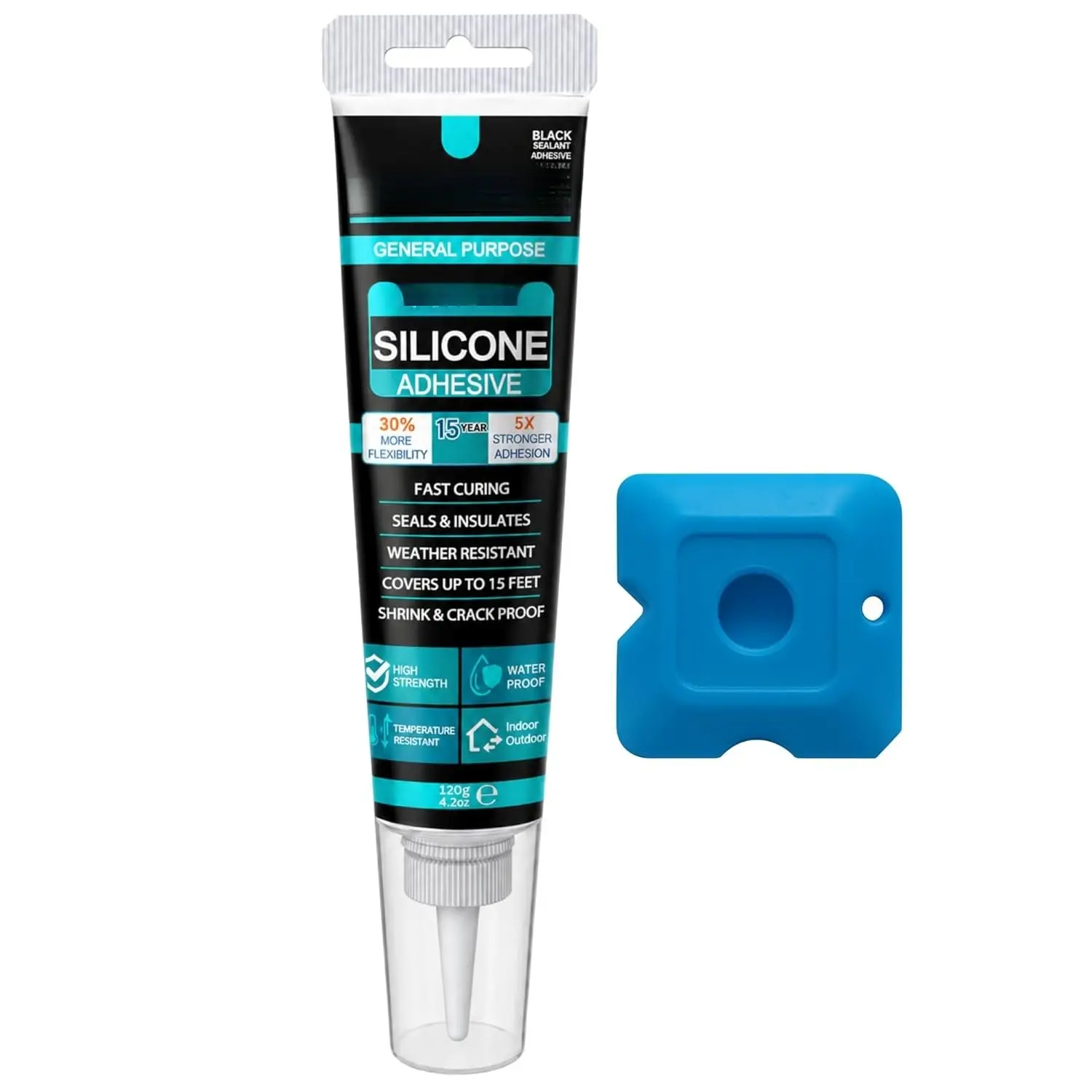 Black  Sealant & Caulk Tube with Finishing Tool – Weatherproof, Flexible,  Adhesion for Bathroom, Roof, Window, and Automotive Sealing