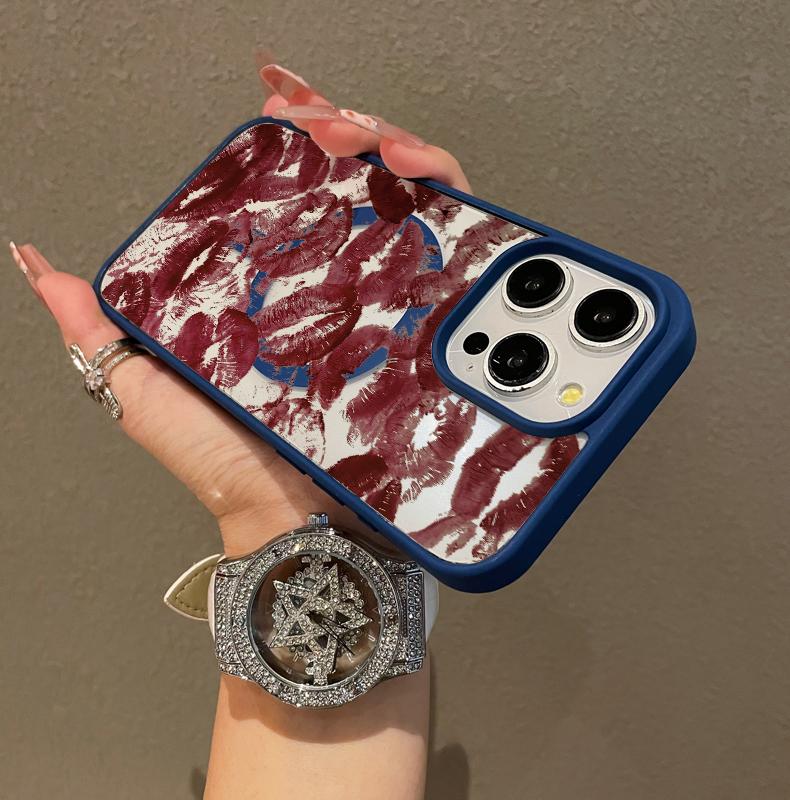 Multi-Functional Magnetic Case for iPhone11/12/13/14/15/16/17/promax Lipstick Kiss Prints MagSafe Ready, Anti-Fall,Ultra-Thin Design |   Perfect for Everyday Use