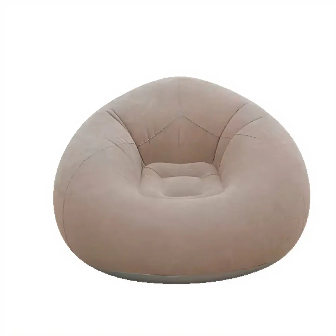 Velvet Inflatable Lounge Sofa, Portable Single Blow Up Seat, Lightweight Quick Setup Outdoor Leisure Furniture for Camping Backyard Beach Indoor Relaxation