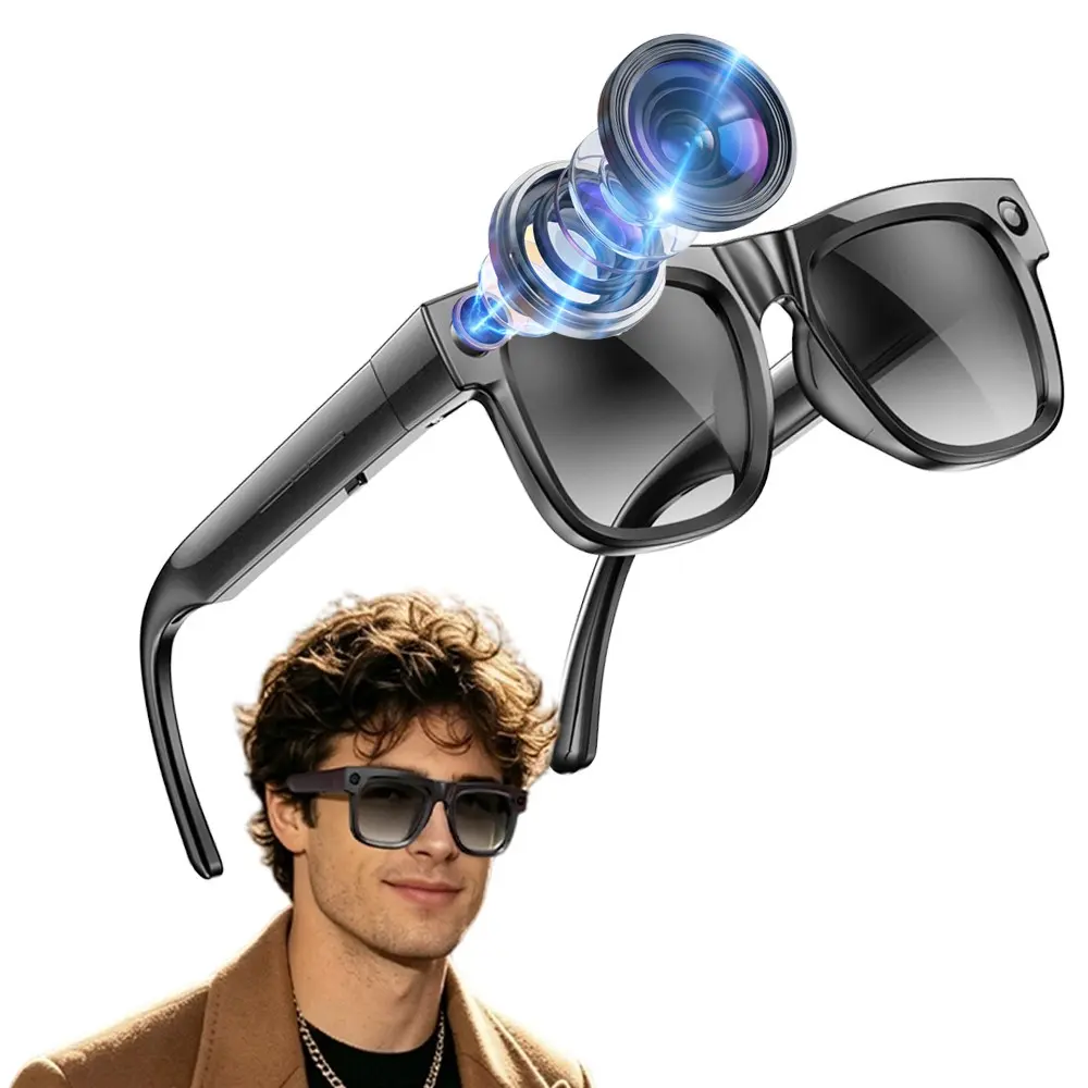 Bluetooth AI Wearable Smart Glasses with 8MP Camera, Build-in Mic & Speakers,4GB Memory Build-in,Hands-free Video Recording,290Mah Battery, UV400 Lenses, AI Real Time Translation ,Bluetooth Calling ,HiFi Audio ,Music Control.