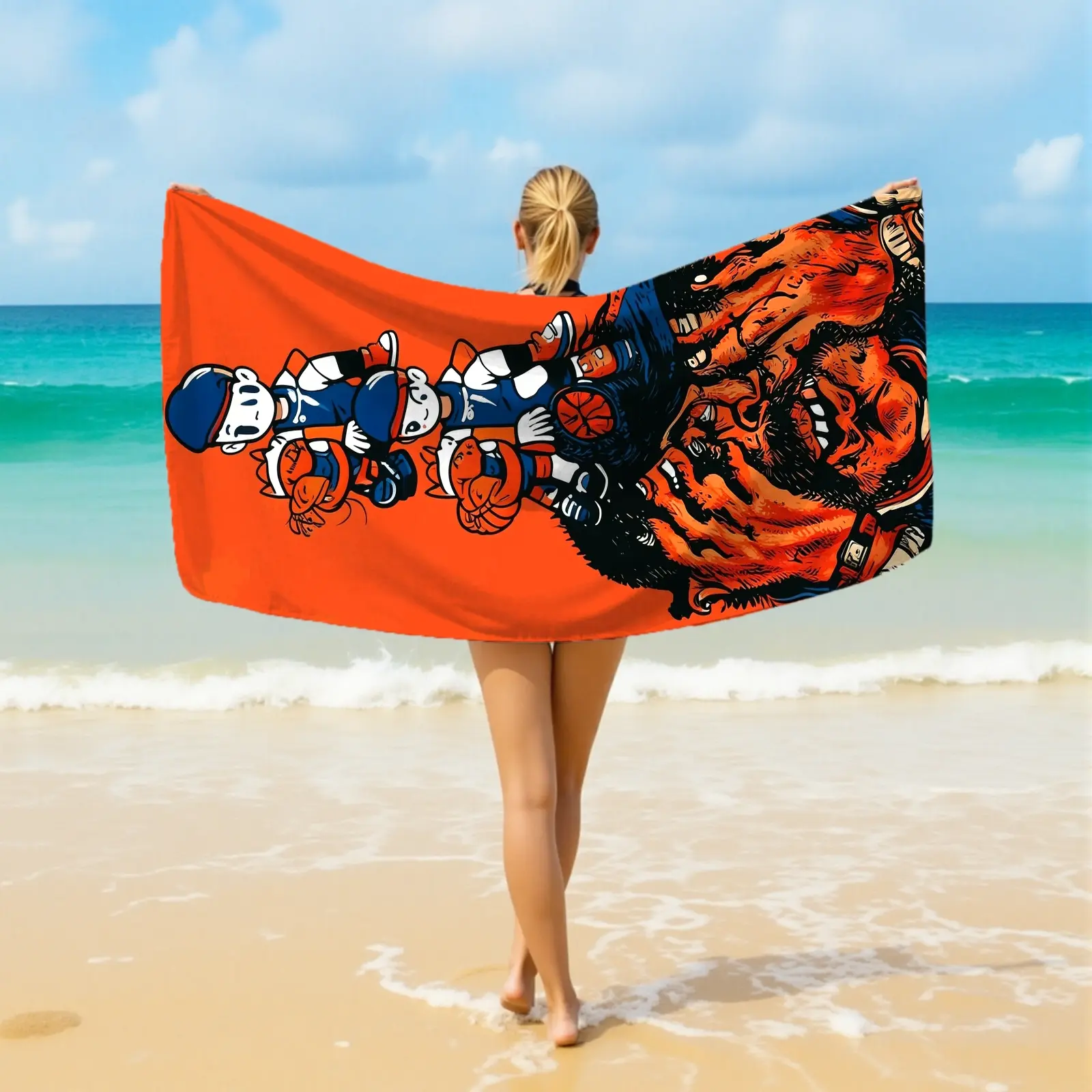1pc microfiber travel towel, super absorbent and quick-drying, 2D flat-print beach towel, soft and comfortable, suitable for the beach, swimming, camping, travel, gym, yoga.