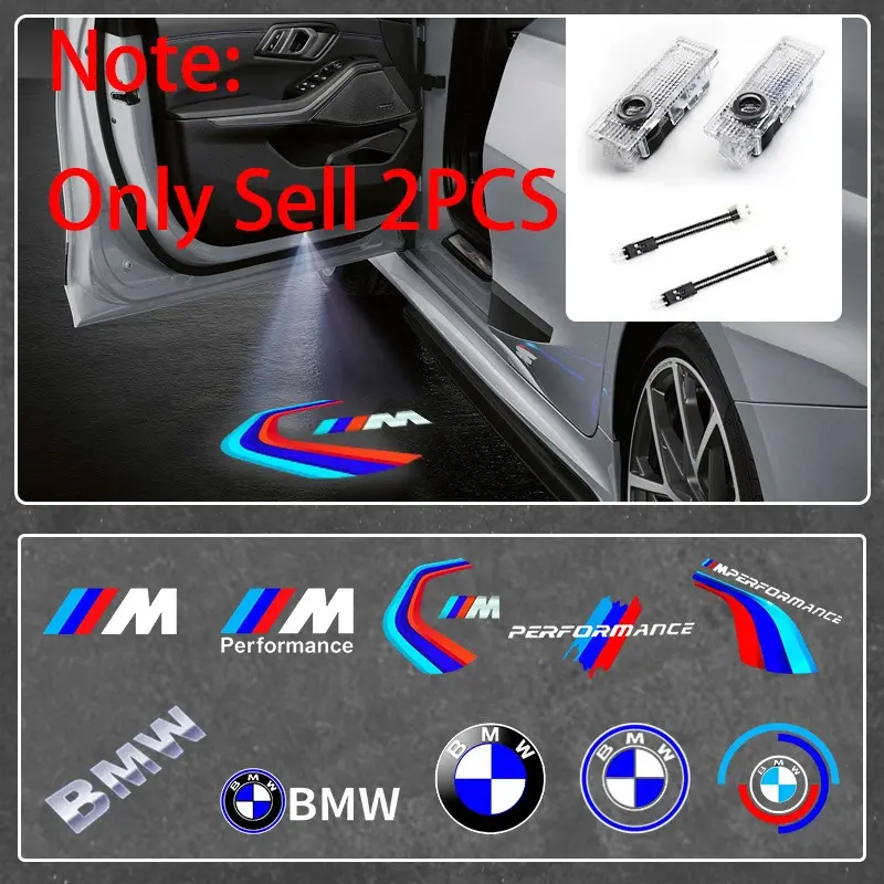 2Pcs BMW Models Logo Led Car Door Welcome Light Projector Lamp Ghost Shadow Lamp Led Car Lights Auto Interior Decoration For BMW 1 2 3 4 5 6 7 Z X Series E90 E91 E92 E93 E60 E61 E65 F01 F02 F10 F30 F48 G30 G38 X1 X2 X3 X4 X5 X6 X7 M M3 M5 Z4 Accessories
