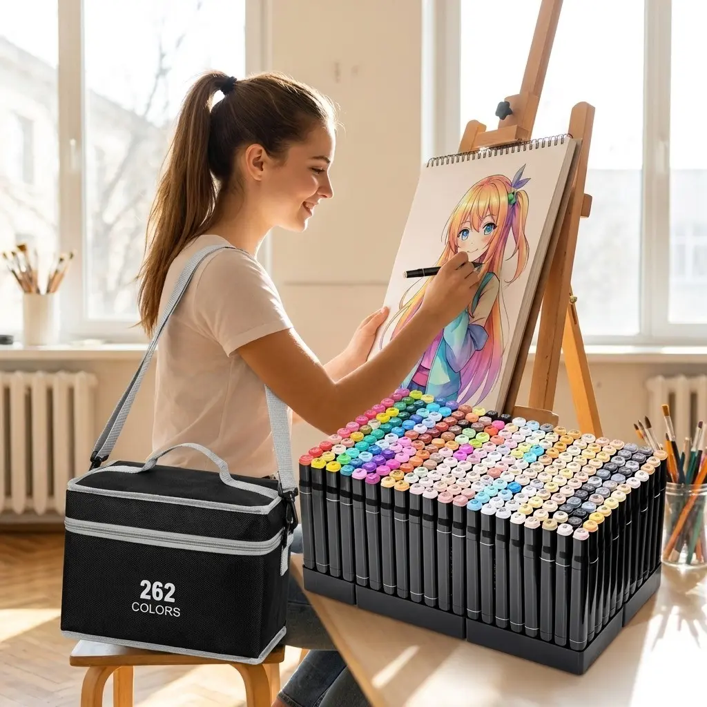 168/120/262 Color Alcohol Markers, Dual-Head Art Markers for Painting, Sketching, and Coloring, Perfect Gift for Artists and Enthusiasts, Premium Art Supplies