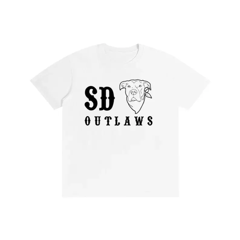 Pitbull SD Outlaws Line Art Graphic Oversized Comfort Cotton Tee, Minimal Street Fashion Outfit, Simple Valentine Gift & Nice Holiday Present For Pet Lovers Family Friends