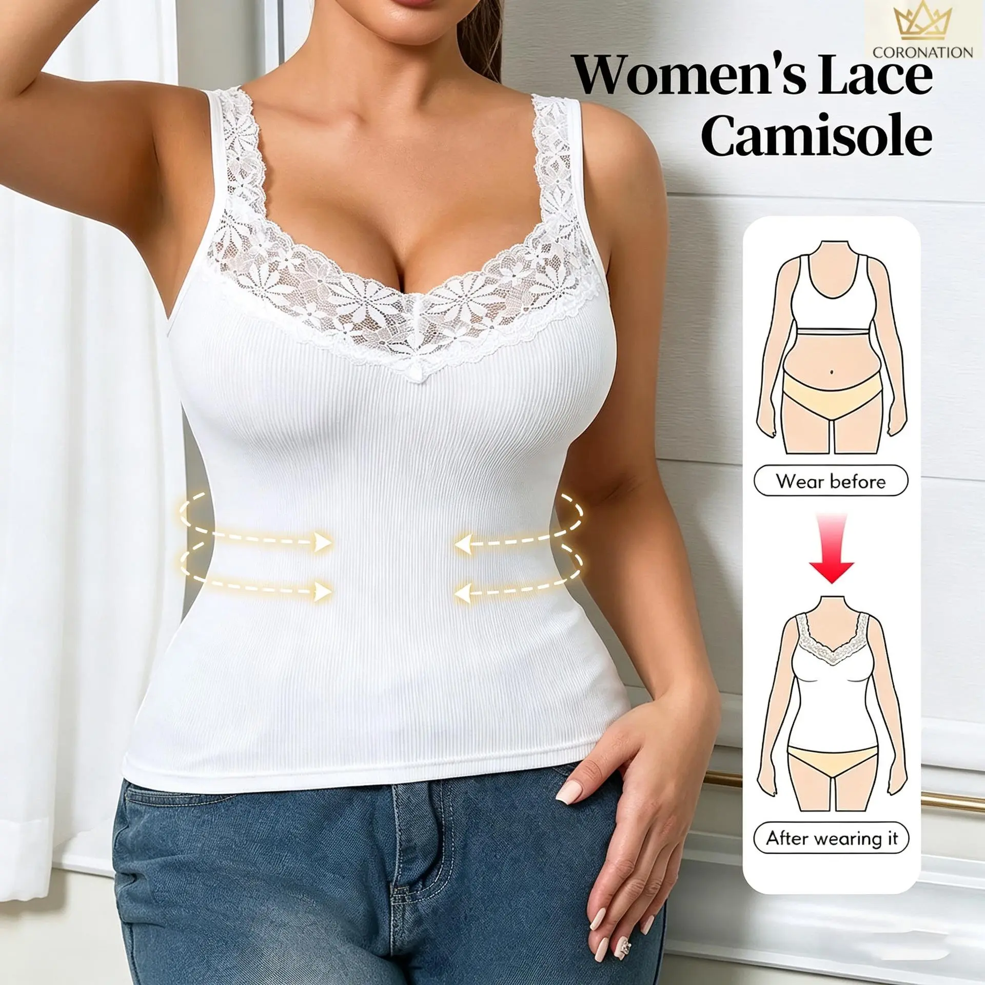 Women's Viral Aesthetic Lace Tank Top, Plus Size Wide Strap Slim Fit Camisole, Back Smoothing Stretchy Sleeveless Layering Top, Soft Breathable Y2K Coquette Going Out Shirt for Summer Vacation, Daily Wear & Date Night