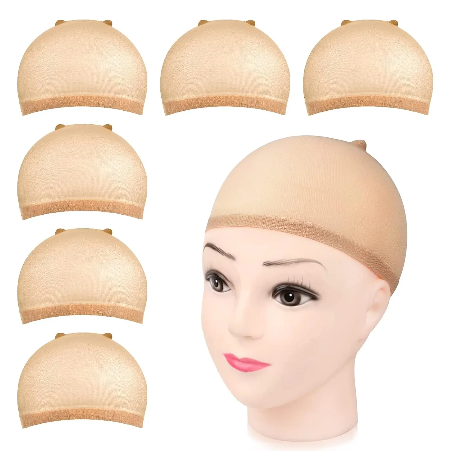 Stretchy Nylon Wig Caps 6 Pack, Closed End Stocking Caps for Women | Soft Stretch Nylon, Salon Sew-In Styling, Halloween  Use, Night Hair Wrapping, Lightweight Sheer Construction