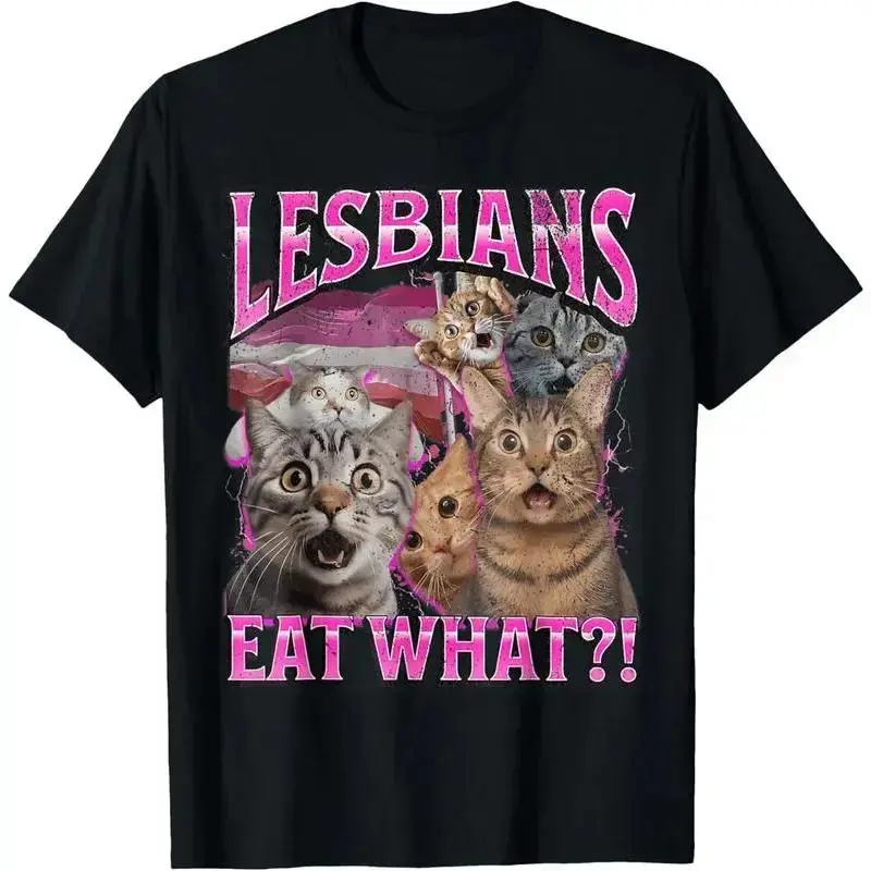 Lesbians Eat What?!Funny Cat Gay Pride LGBTQ Pun T-Shirt
