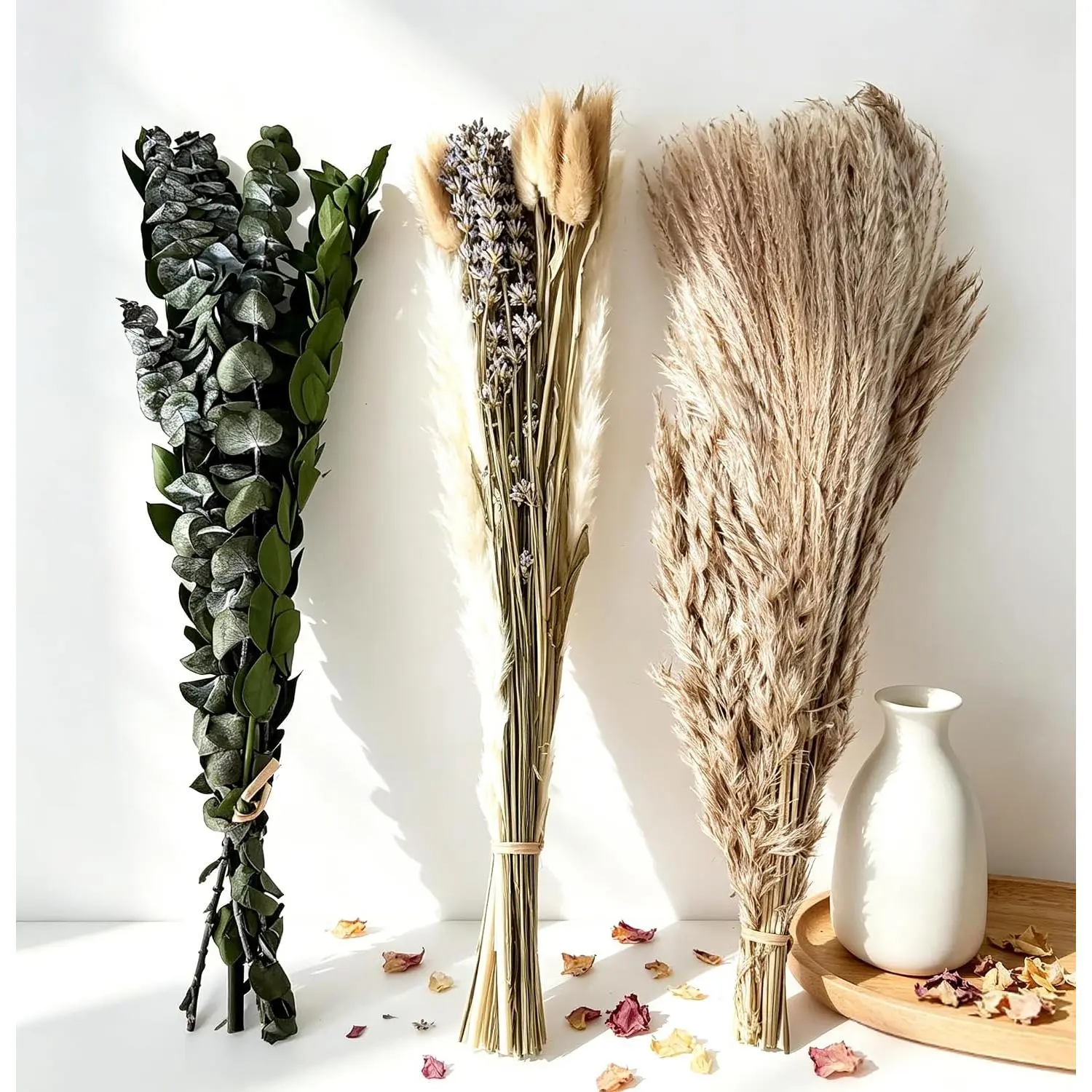 Dried Pampas Grass Bouquet Dried  Eucalyptus Stem for Wedding Decor | Ideal Decor for Boho   Bathroom Rustic