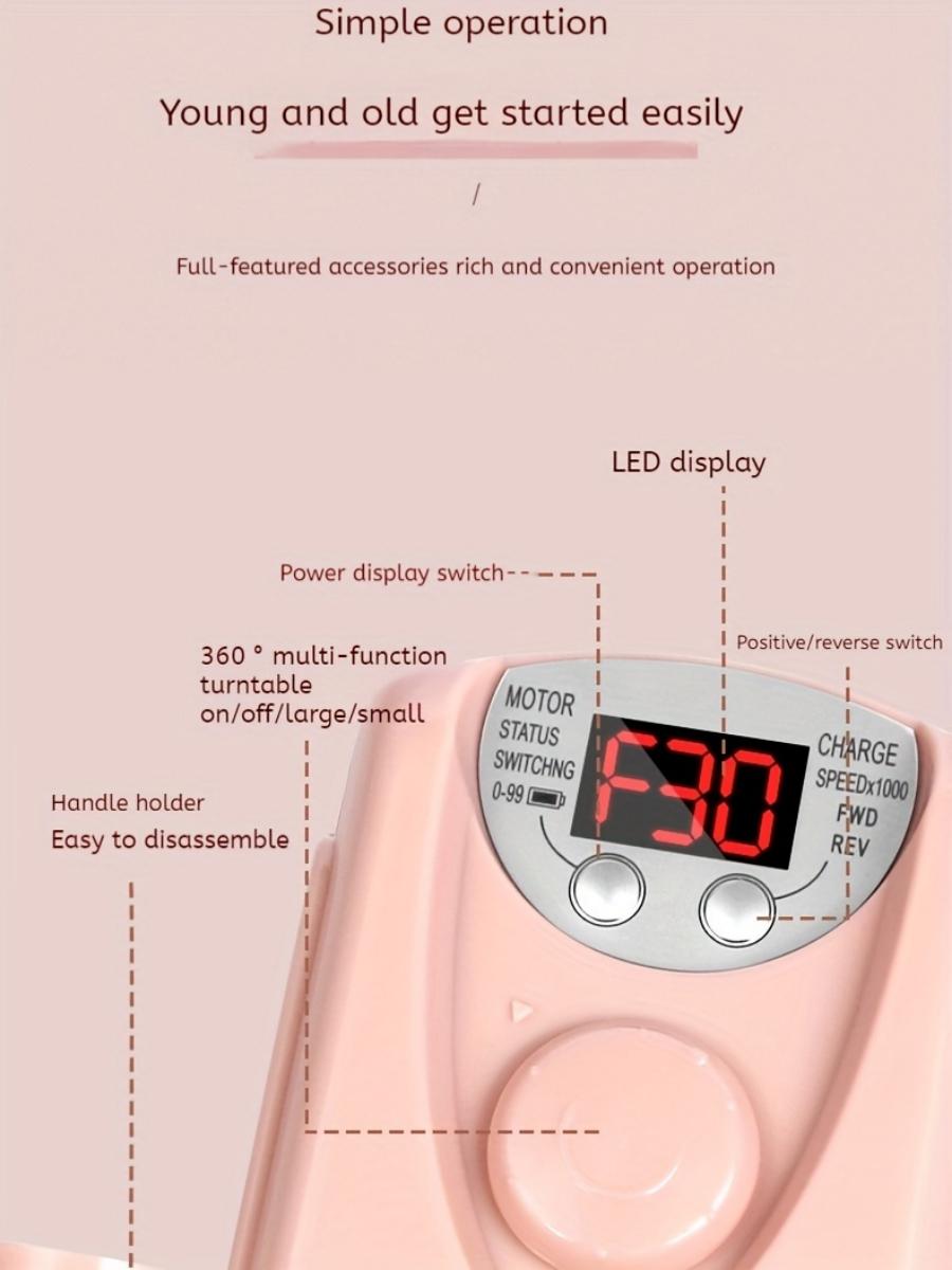 24pcs Grinding Heads & Sanding Rings Set | Professional Electric Nail Drill 30000RPM | Portable USB Rechargeable Salon Grade Nail Kit for Acrylic & Gel Nails | Ideal Nail Art Tool for Home & Salon Use