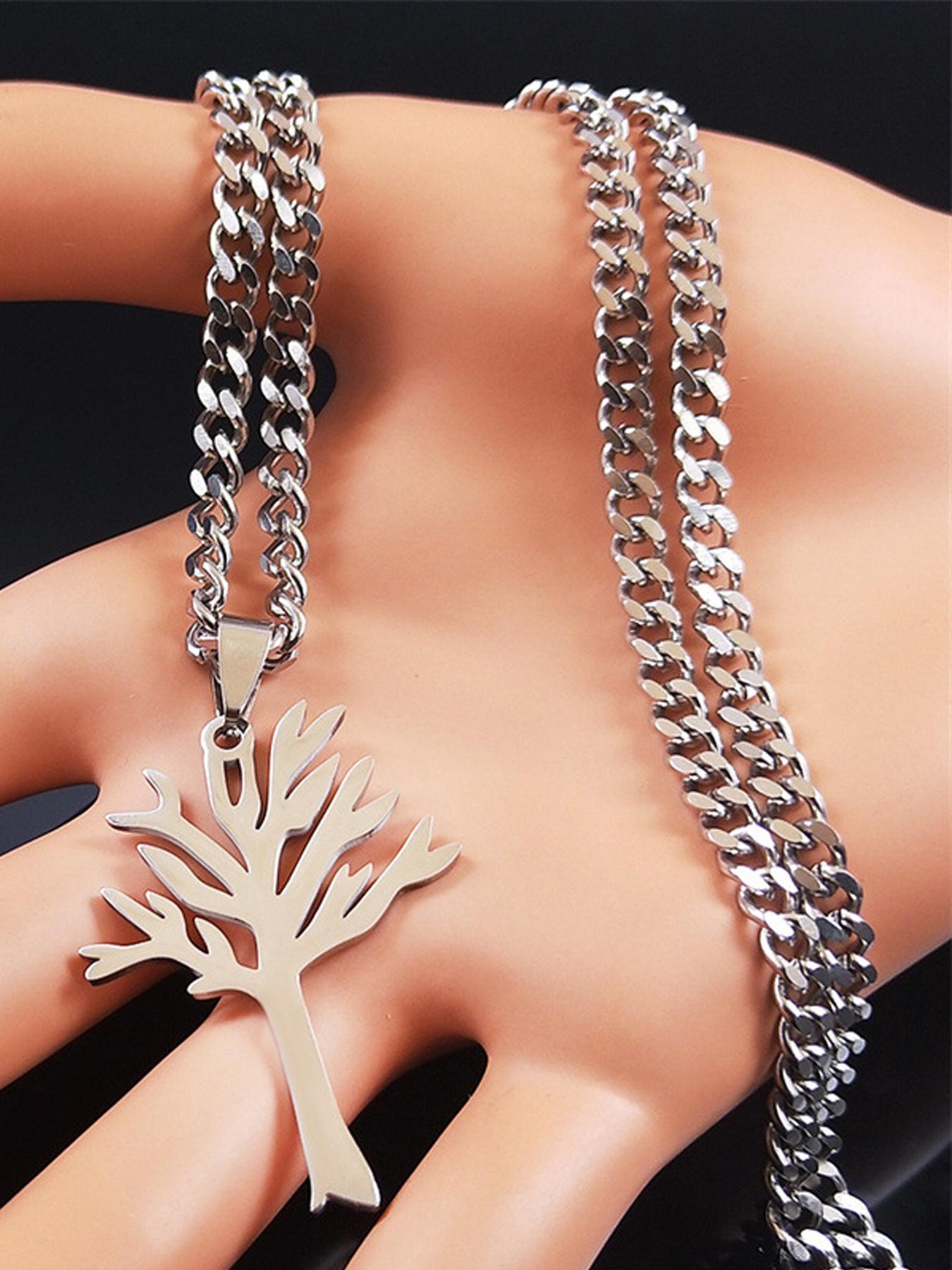 Tree Of Life Design Pendant Necklace, Gothic Stainless Steel Jewelry for Party, Daily Decor, Trendy All-match & Exquisite Jewelry for Birthday Gift
