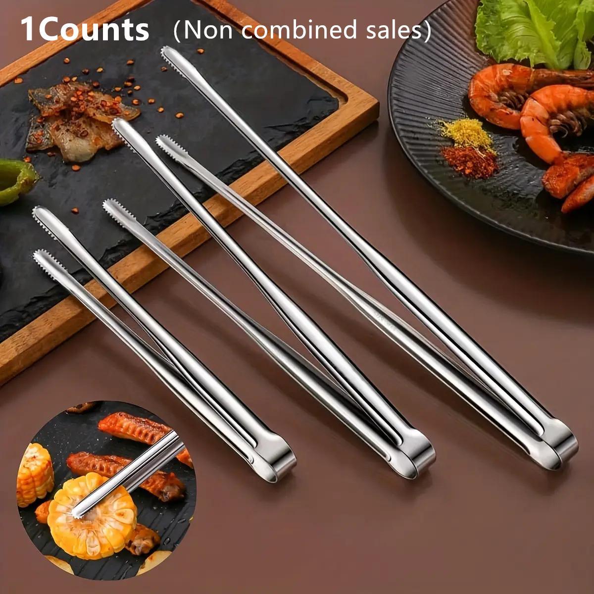 Stainless Steel Barbecue Tongs, 1 Count Durable Food Tongs, Non-slip Kitchen Cooking Tongs, Barbecue Utensils #GLOBAL PICKS