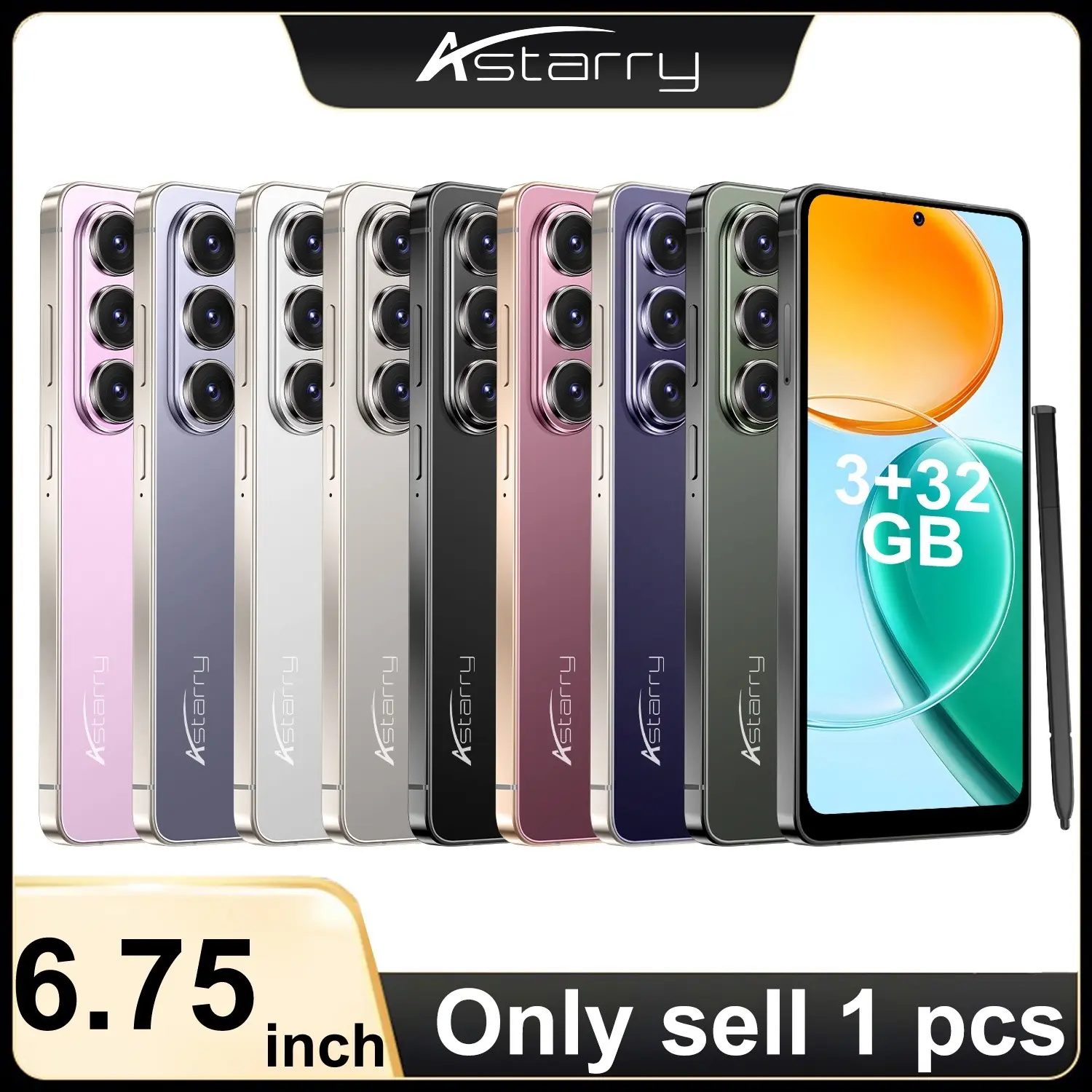 Astarry-26 Ultra 4g Smartphone, 6.75-Inch Screen, Android 12, 4100mah Battery, 3+32GB Storage, Dual Cameras, Face Unlock, Stylus Included