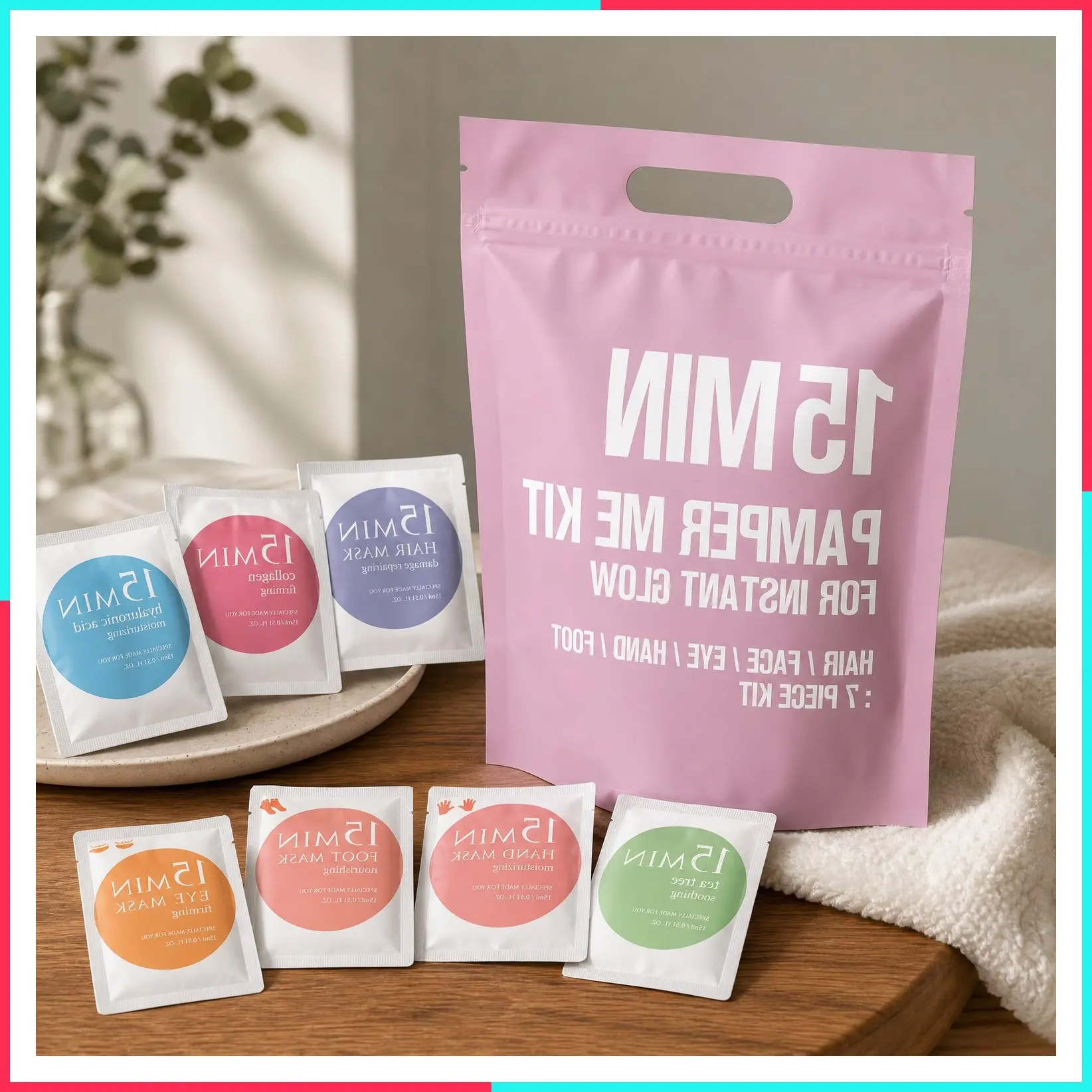 15 Min Pamper Me Kit Korean Spa Skincare Gift Set for Women - Head to Toe with Hair, Face, Eye, Hand & Foot Masks (7 pcs)