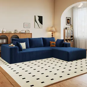 L Shaped Modern Chenille Sofa Set Free Combination Living Room Room Side Recliner Boneless Sectional Couch Family Home Sofa