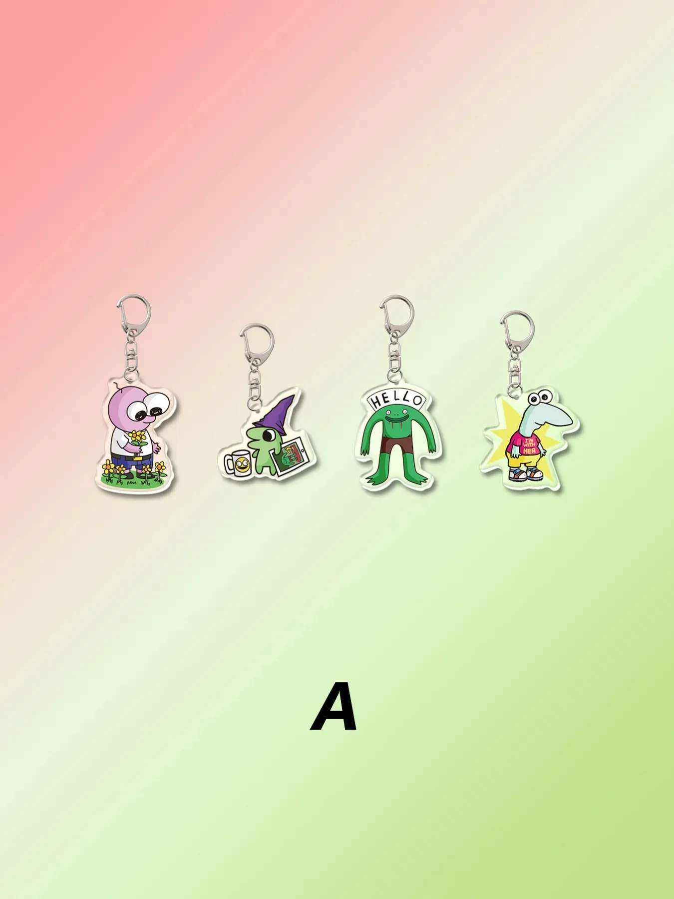 4pcs Acrylic Cute Cartoon Smile Friends Keychain, All-Season Pendant Bag Accessory, Backpack Wallet Charm, Friend Gift