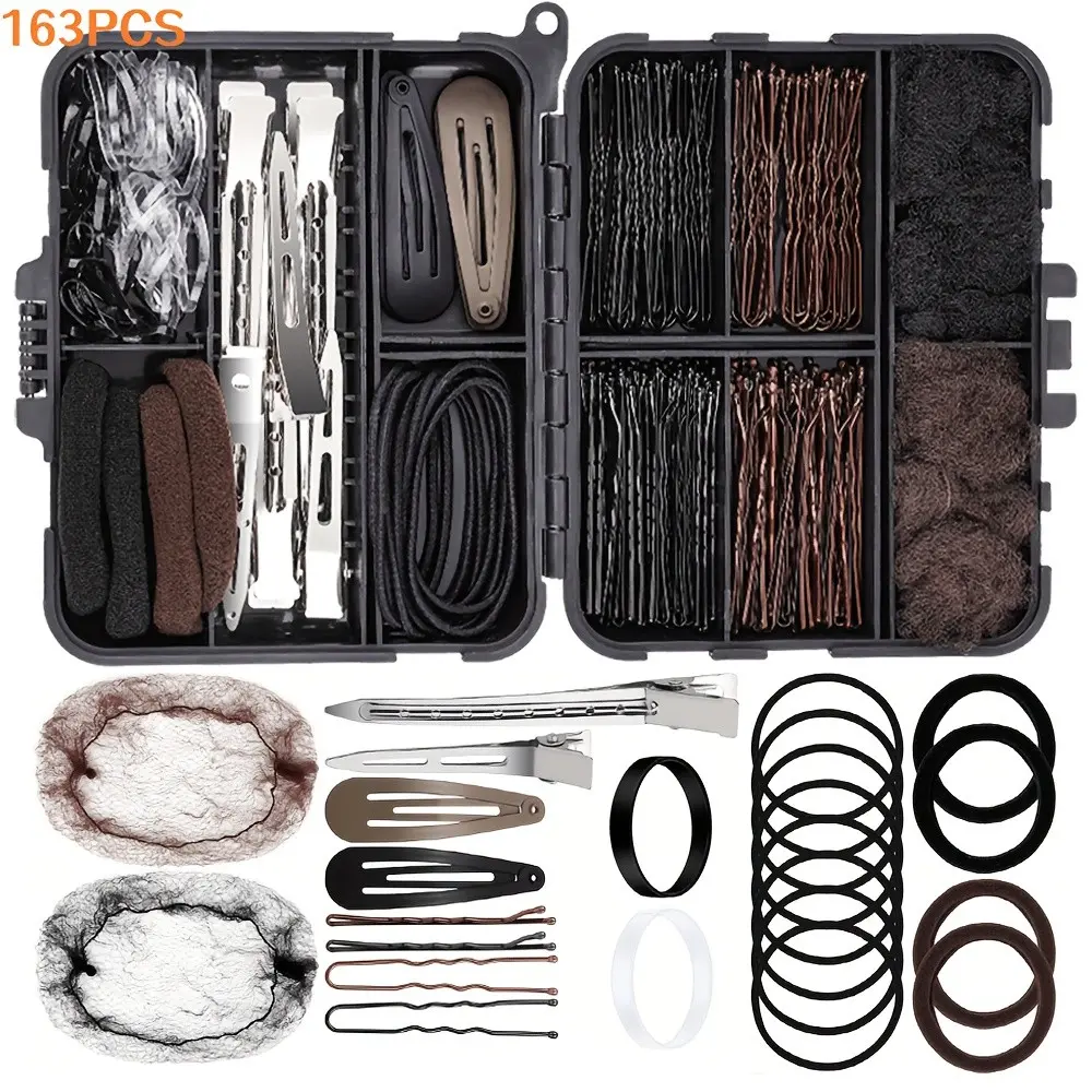 163-Piece Hair Clip Set for Girls, Portable Dance Hairstyling Tools, Essential Accessories for Dance Competitions and Performances, Hair Pin Set, Hairpins