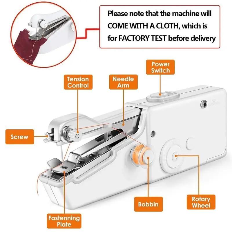 Portable Mini Handheld Electric Sewing Machine, 1 Set Practical Quick-Stitch Sewing Tool for Home Use, Sewing Supplies and Crafts, Birthday Gift Ideas and Gifts for Girlfriend (Batteries Not Included)