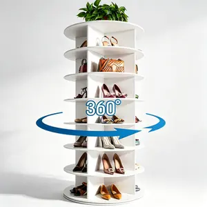 7-Tier 360° Spinning Shoe Rack, Vertical Rotating Organizer Tower for Shoes and Handbags Storage
