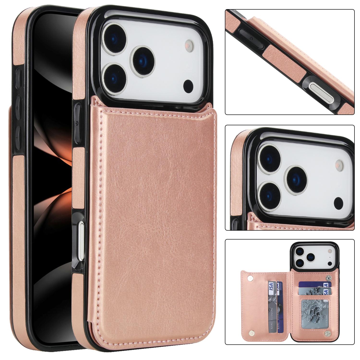 Retro Wallet Case for iPhone 17 16 Pro Max 15 14 13 12 Pro Max, PU Leather Flip Kickstand Card Slots Holder Case, Double Magnetic Clasp Shockproof Cover