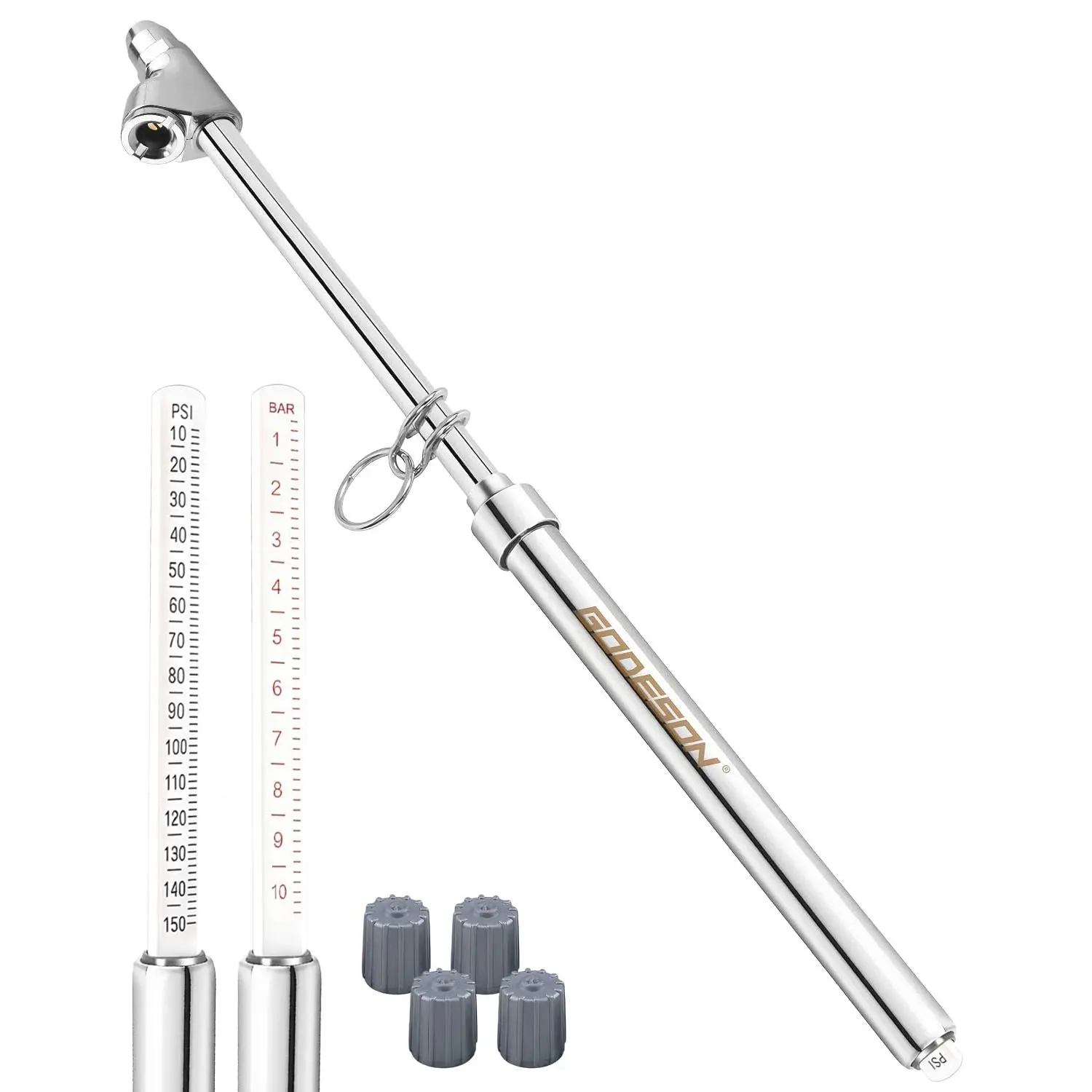 Heavy Duty Analog Tire Gauge - 10-150PSI Accurate Extended Reach Air Checker for RVs/Semis, Portable Zinc Alloy & Stainless Steel Easy-to-Use Car Repair Tool, Analog Gauge