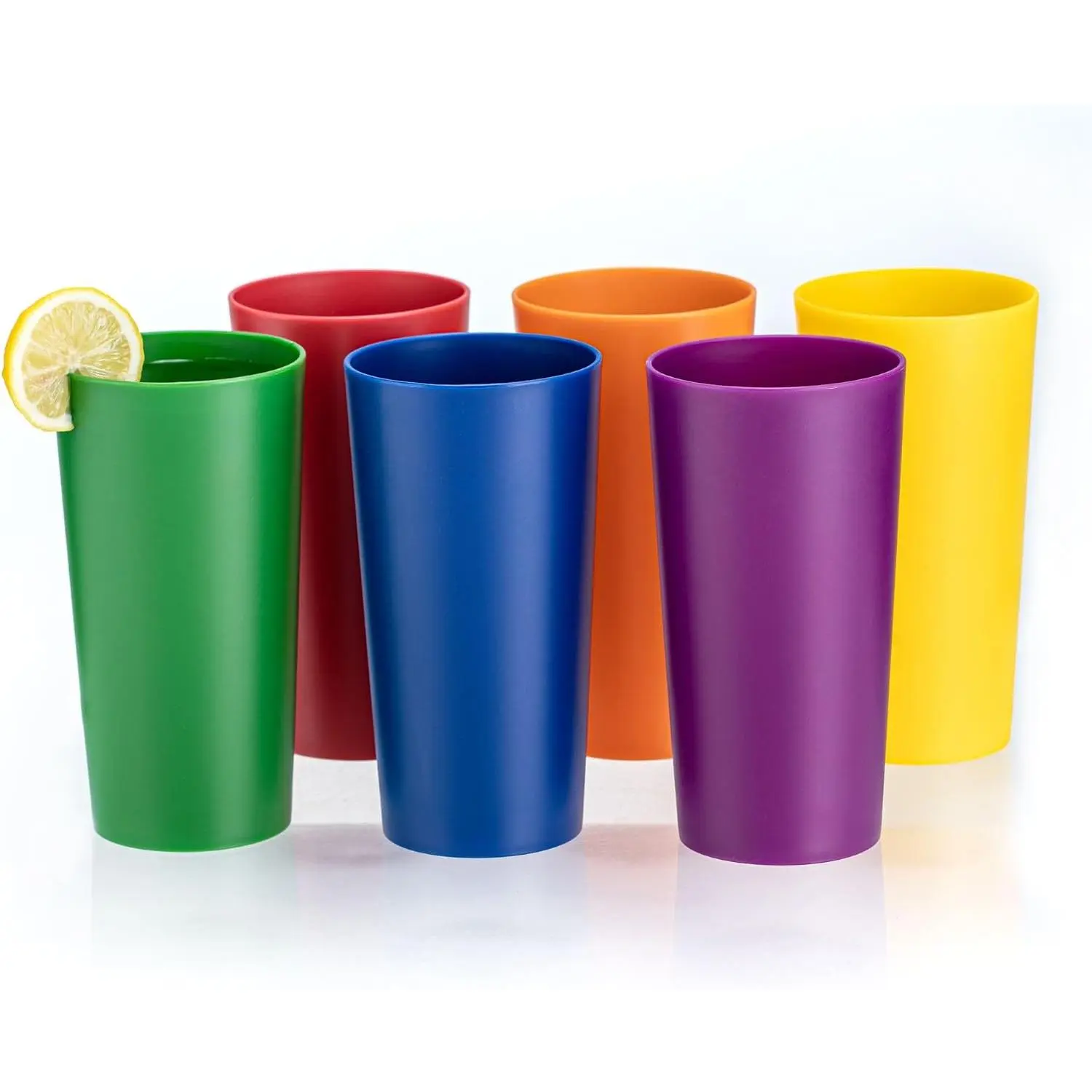 26oz Stackable Plastic Water Tumblers (Set of 6), Shatter-Proof Plastic Cups,  Plastic Drinking Glasses, , Dishwasher-Safe, Heat-Resistant, Microwave-Safe (Multicolor)